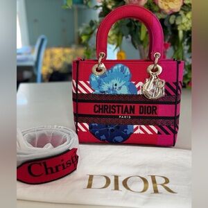 DIOR Dior D-Lite Shoulder Bag Pink & Red Canvas ~ NEVER WORN
